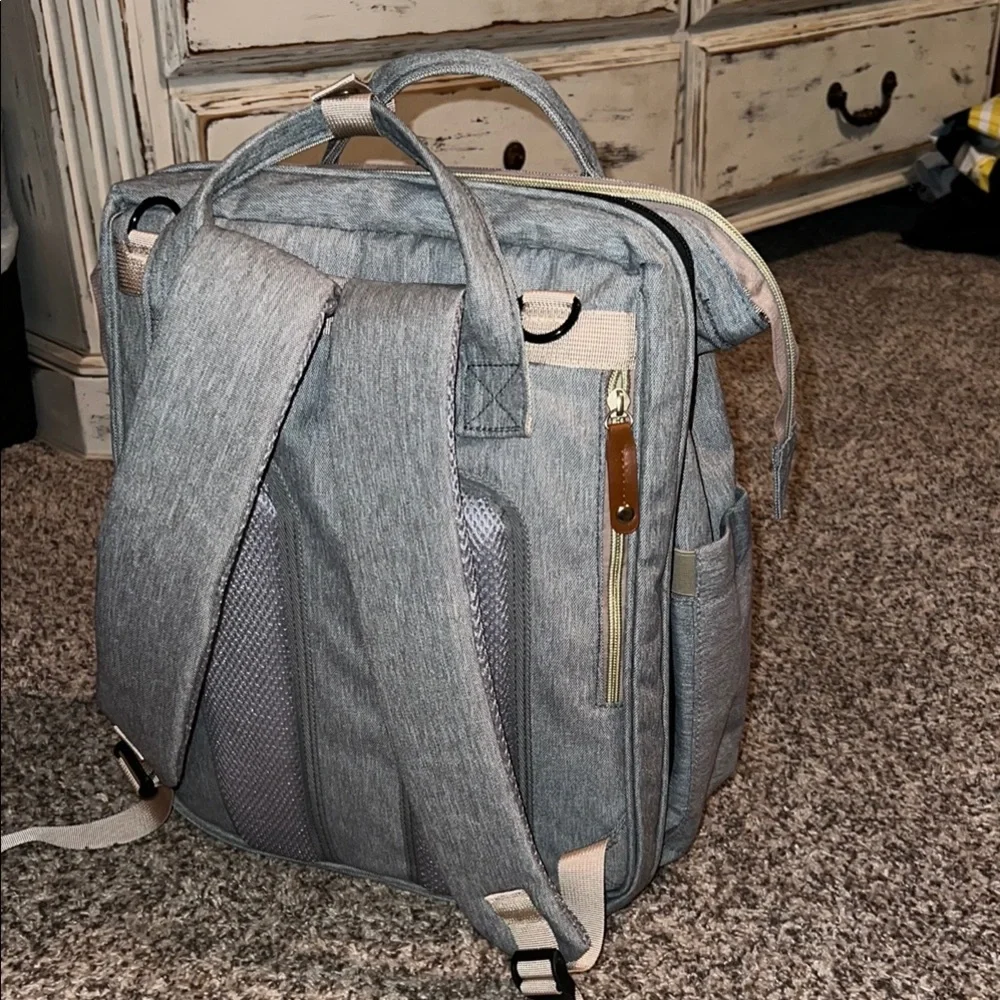 Diaper bag. Backpack. Gray Gender Neutral.
